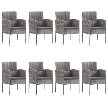 Set Mobili da Pranzo Giardino 9 pz Polyrattan Antracite Grigio