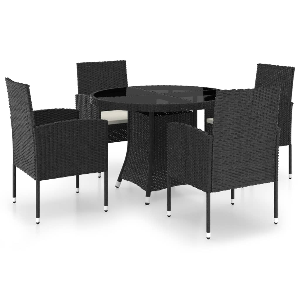 Set Mobili da Pranzo per Giardino 5 pz in Polyrattan Nero
