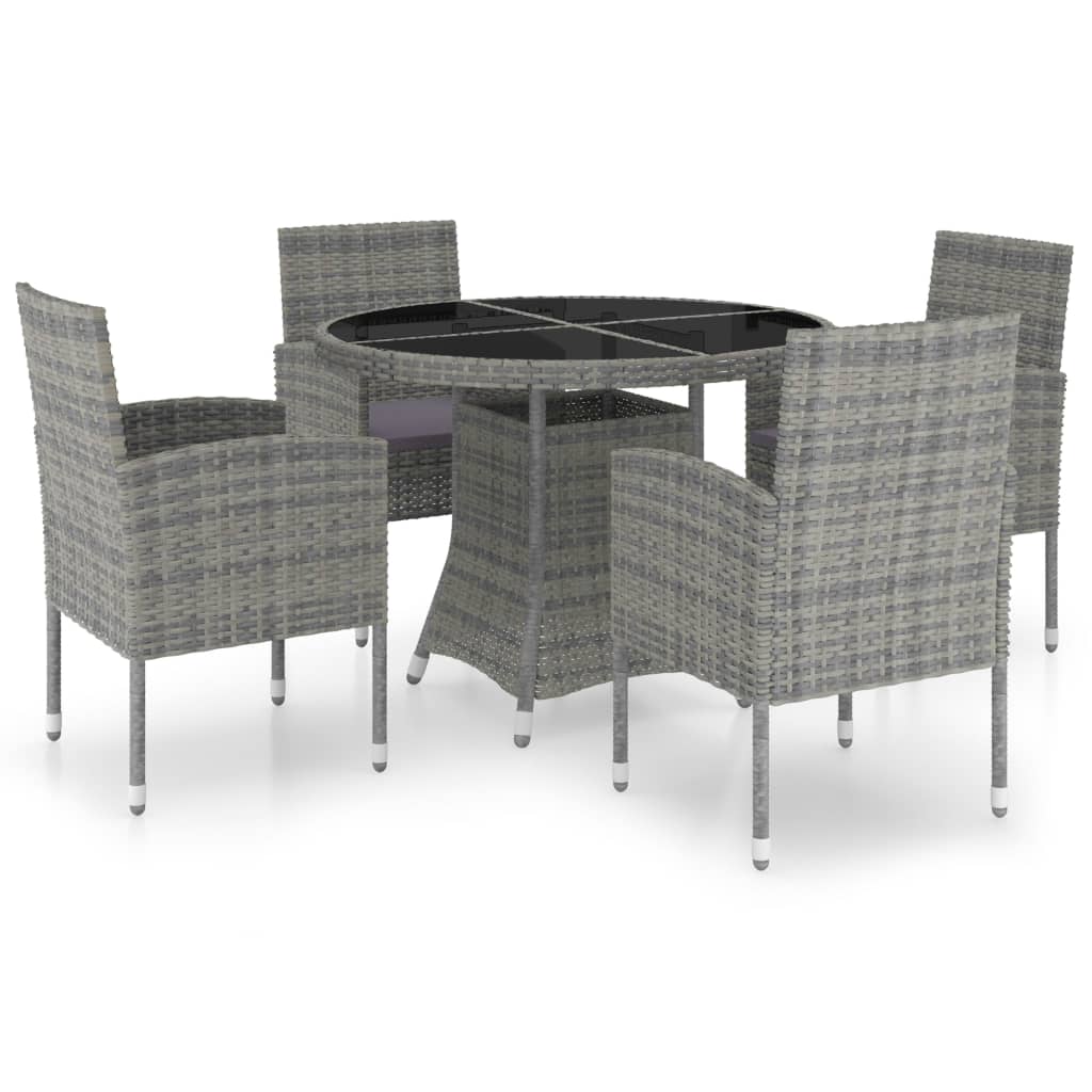 Set Mobili da Pranzo Giardino 5 pz Polyrattan Antracite Grigio