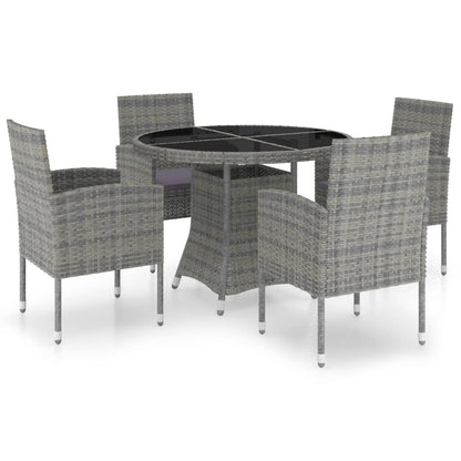 Set Mobili da Pranzo Giardino 5 pz Polyrattan Antracite Grigio