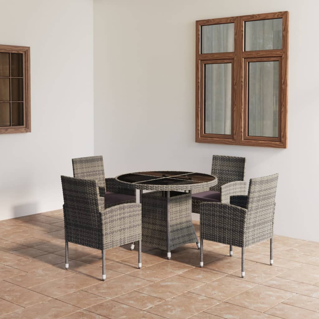 Set Mobili da Pranzo Giardino 5 pz Polyrattan Antracite Grigio