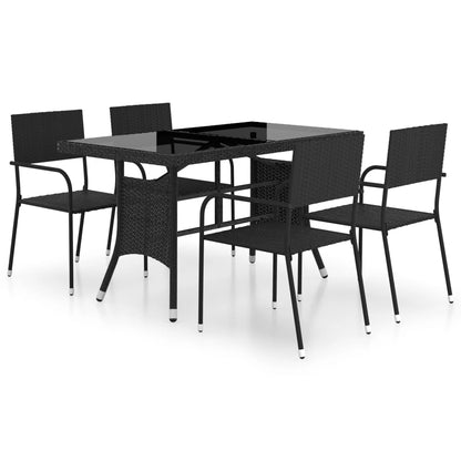 Set Mobili da Pranzo per Giardino 5 pz in Polyrattan Nero