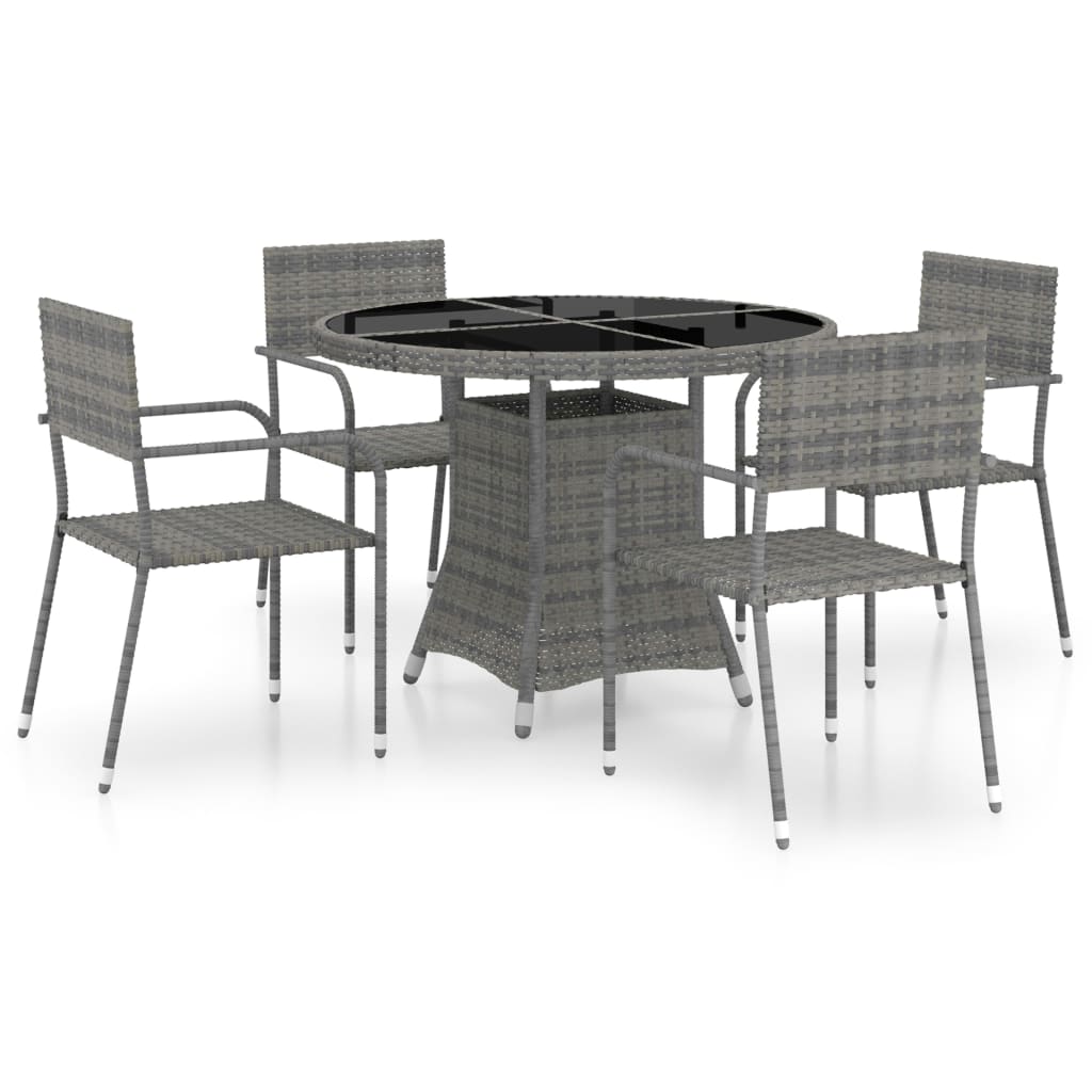 Set Mobili da Pranzo Giardino 5 pz Polyrattan Antracite Grigio