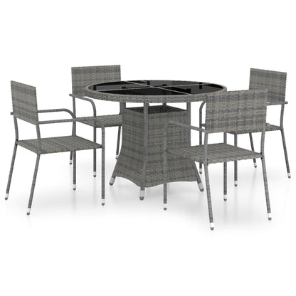 Set Mobili da Pranzo Giardino 5 pz Polyrattan Antracite Grigio