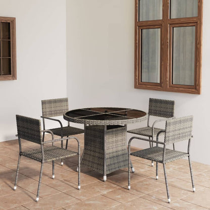 Set Mobili da Pranzo Giardino 5 pz Polyrattan Antracite Grigio