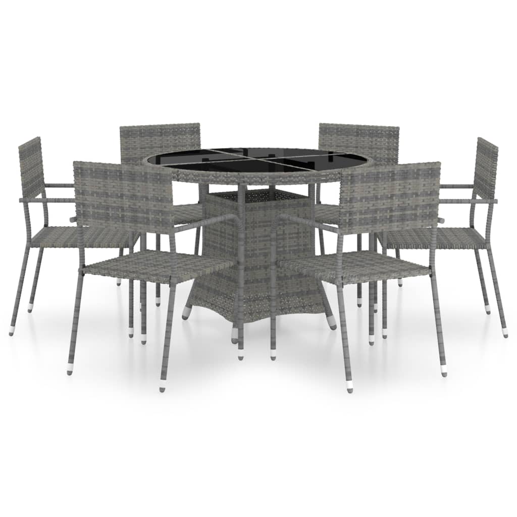 Set Mobili da Pranzo Giardino 7 pz Polyrattan Antracite Grigio