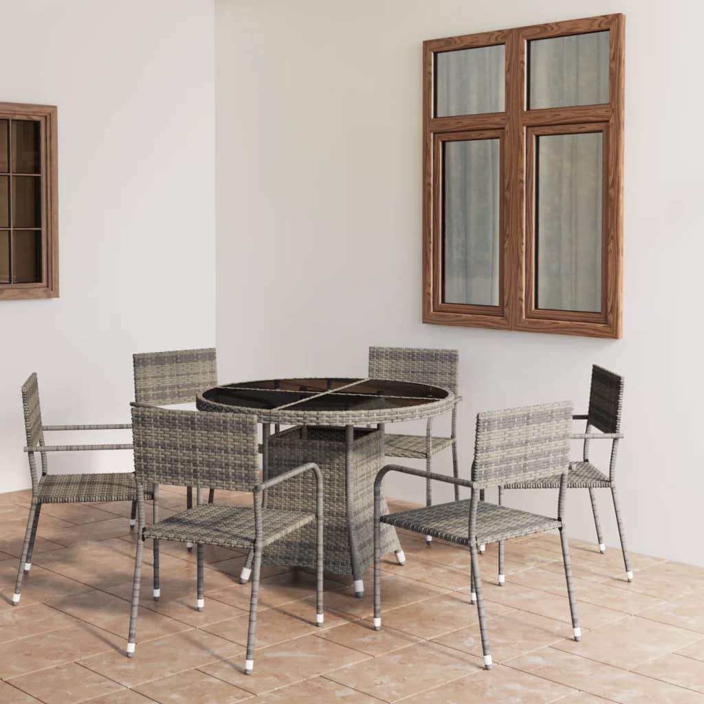 Set Mobili da Pranzo Giardino 7 pz Polyrattan Antracite Grigio