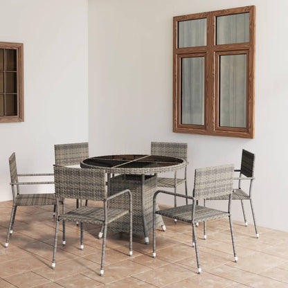 Set Mobili da Pranzo Giardino 7 pz Polyrattan Antracite Grigio