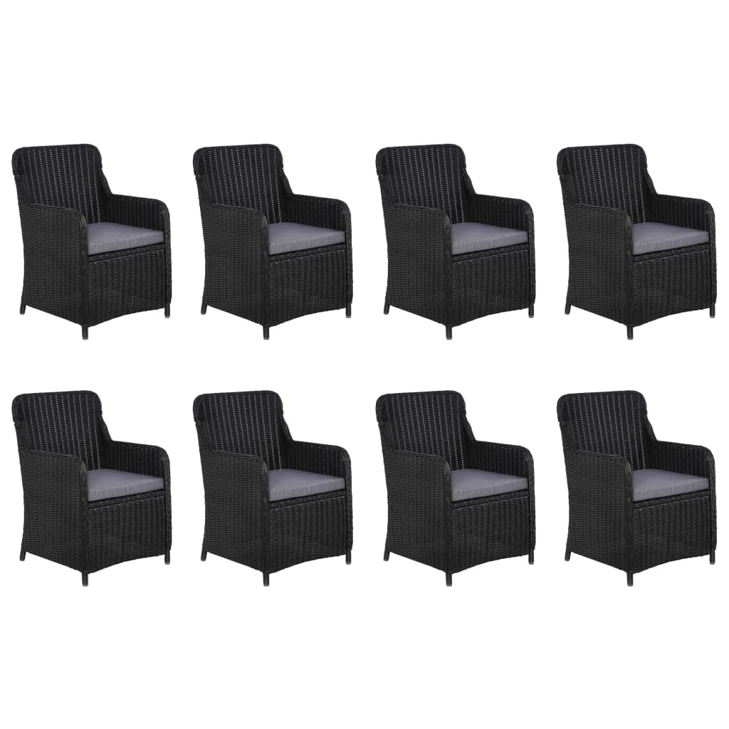 Set da Pranzo da Giardino 11 pz in Polyrattan Nero