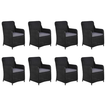 Set da Pranzo da Giardino 11 pz in Polyrattan Nero