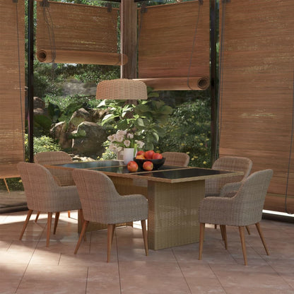 Set da Pranzo da Giardino 7 pz in Polyrattan Marrone