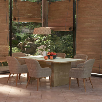 Set da Pranzo da Giardino 7 pz in Polyrattan Marrone