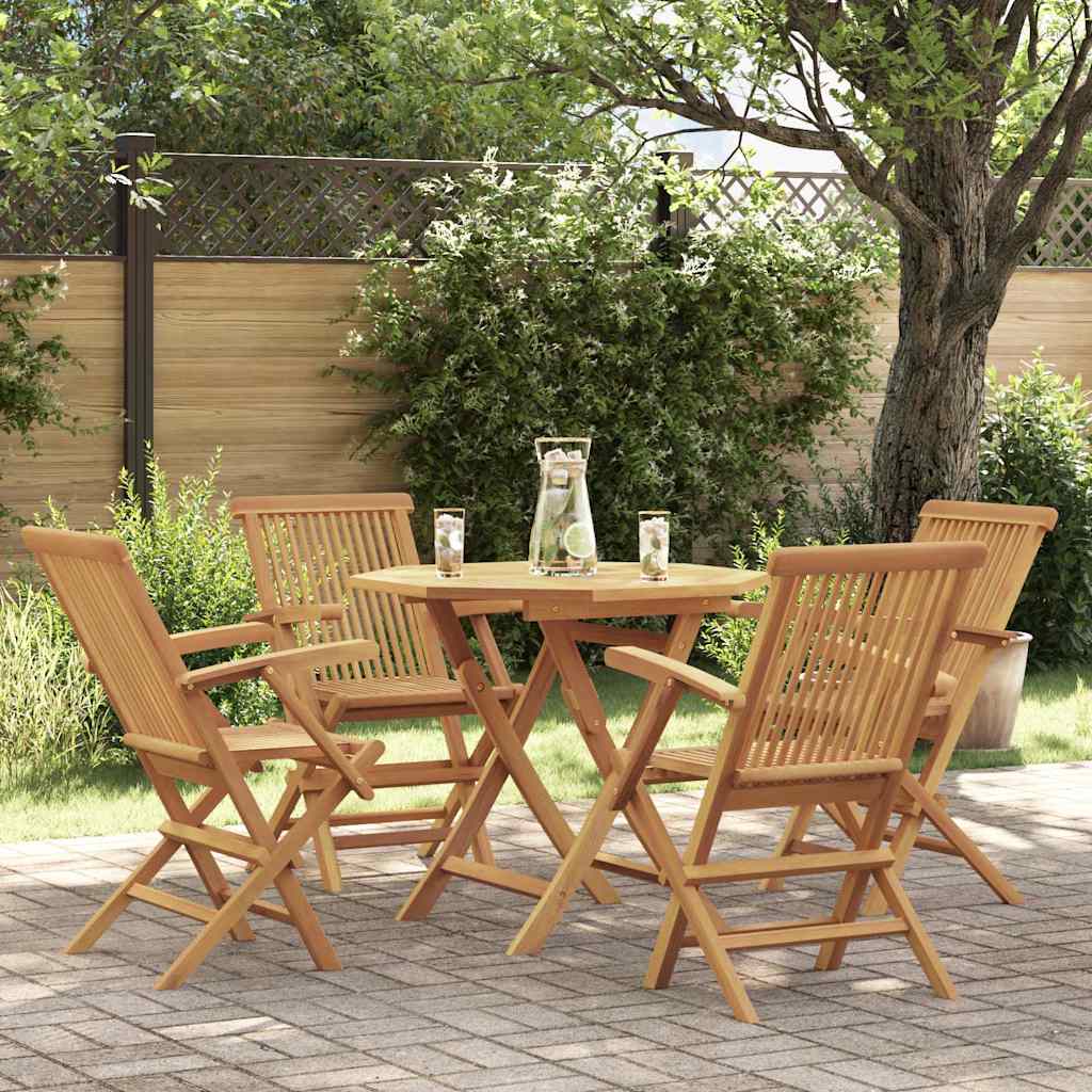 Set da Pranzo da Giardino 5 pz in Legno Massello di Teak