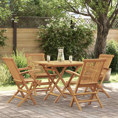 Set da Pranzo da Giardino 5 pz in Legno Massello di Teak