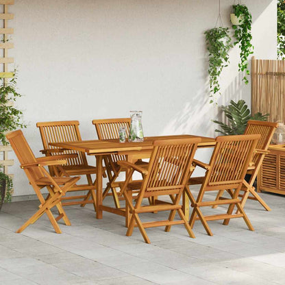Set da Pranzo da Giardino 7 pz in Legno Massello di Teak