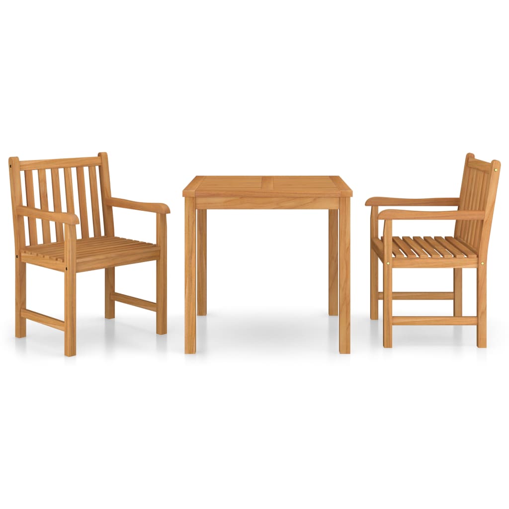 Set da pranzo da giardino 3 pz 80x80 cm in legno massello di teak