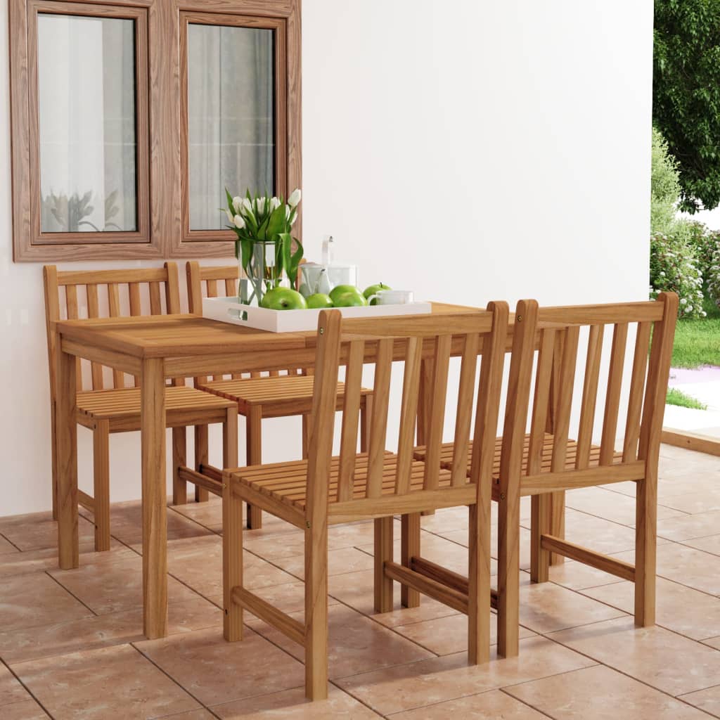 Set da pranzo da giardino 5 pz 140x80 cm in legno massello di teak
