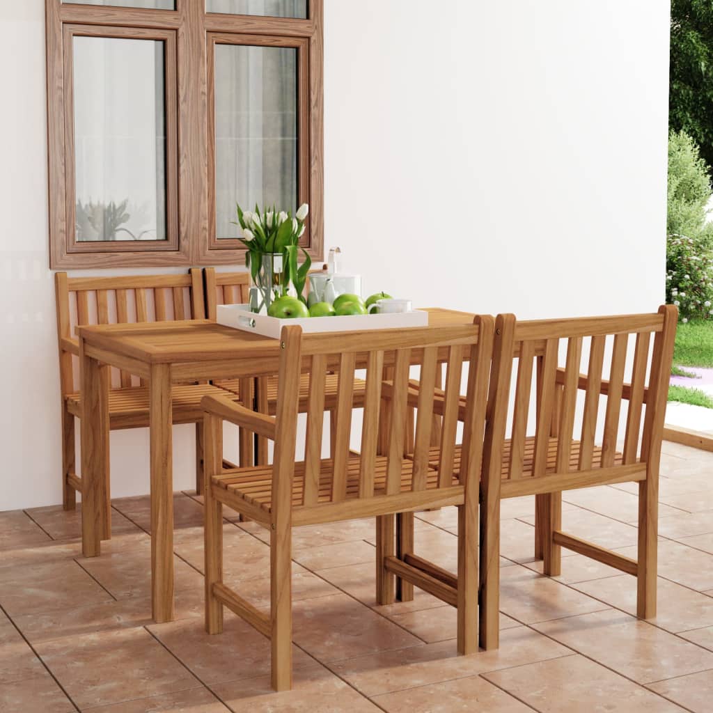 Set da pranzo da giardino 5 pz 140x80 cm in legno massello di teak