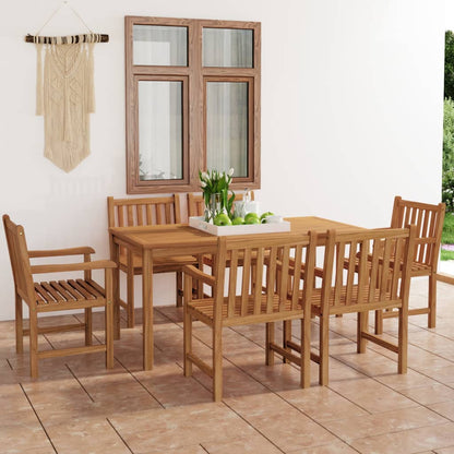 Set da pranzo da giardino 7 pz 160x80 cm in legno massello di teak