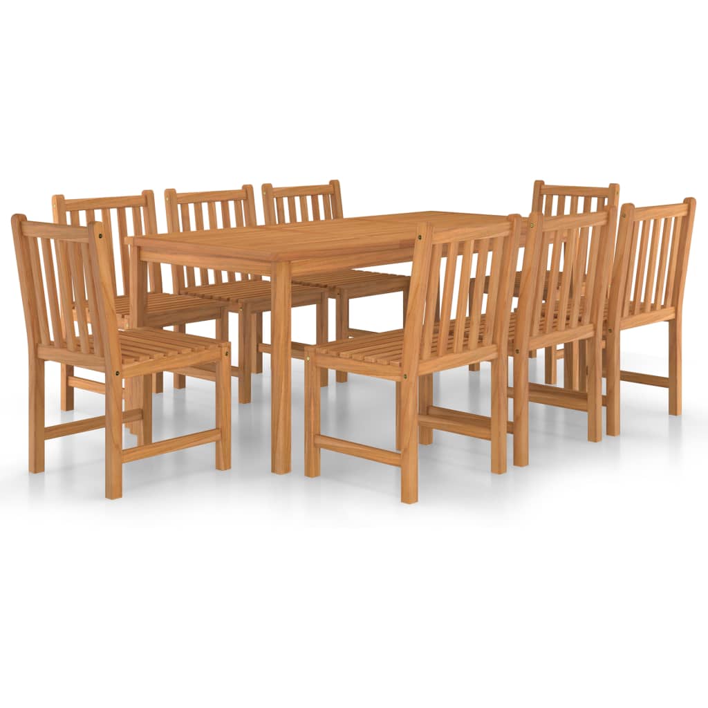 Set da Pranzo per Esterni 9 pz in Legno Massello di Teak