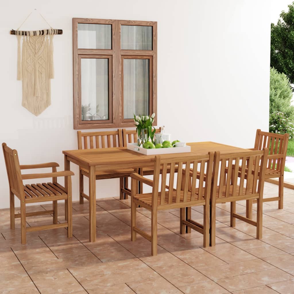 Set da pranzo da giardino 7 pz 180x90 cm in legno massello di teak