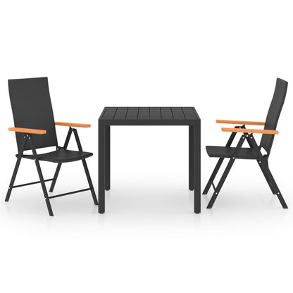 Set da Pranzo da Giardino 3 pz Nero e Marrone