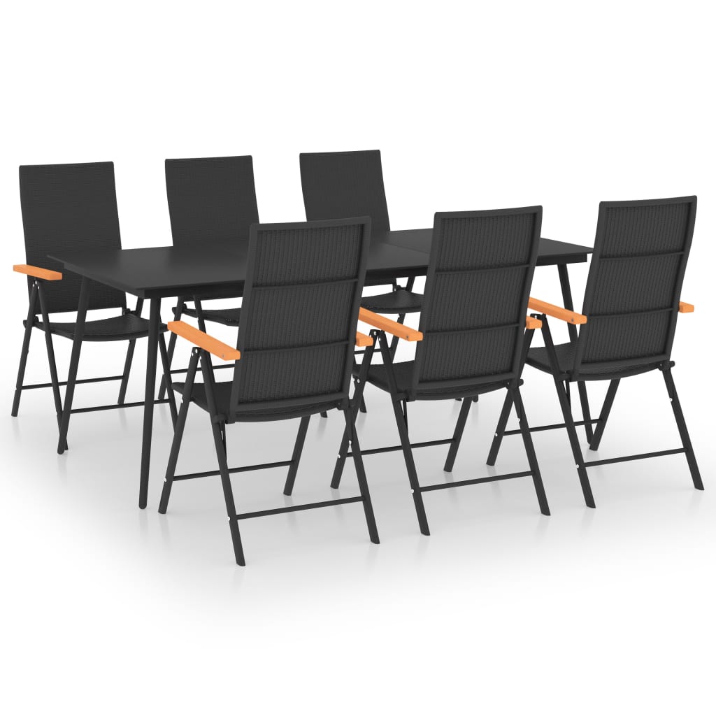 Set da Pranzo da Giardino 7 pz Nero e Marrone