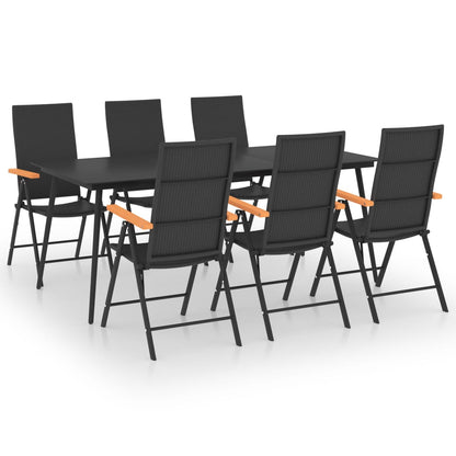 Set da Pranzo da Giardino 7 pz Nero e Marrone