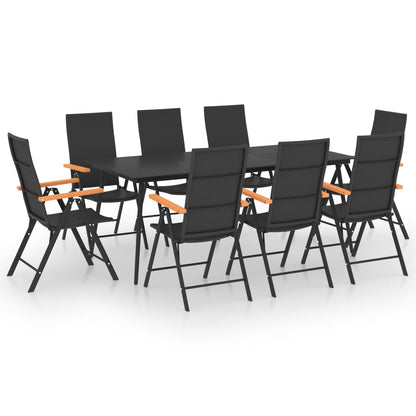 Set da Pranzo da Giardino 9 pz Nero e Marrone