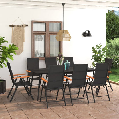 Set da Pranzo da Giardino 9 pz Nero e Marrone