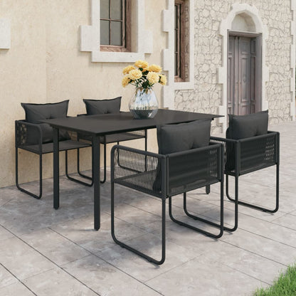 Set da Pranzo da Giardino 5 pz in Rattan PVC Nero