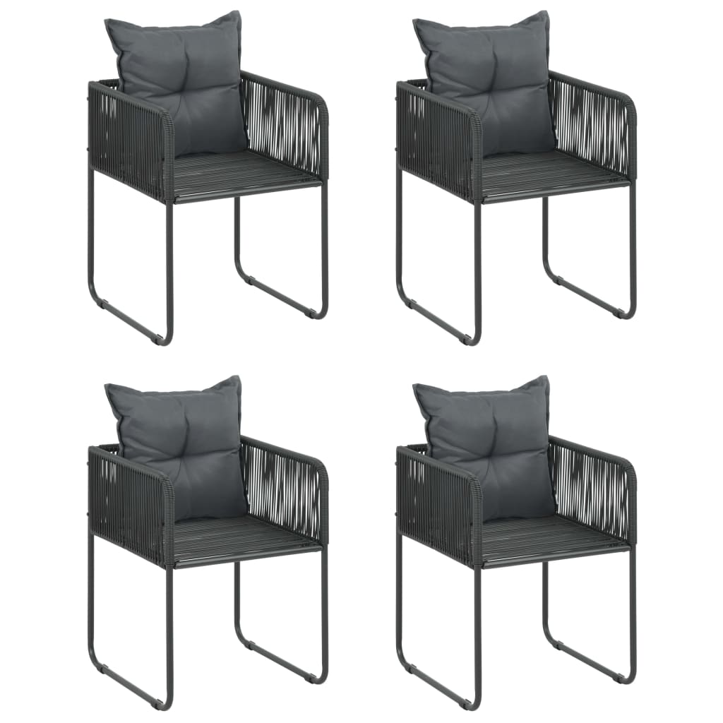 Set da Pranzo da Giardino 5 pz in Rattan PVC Nero e Marrone