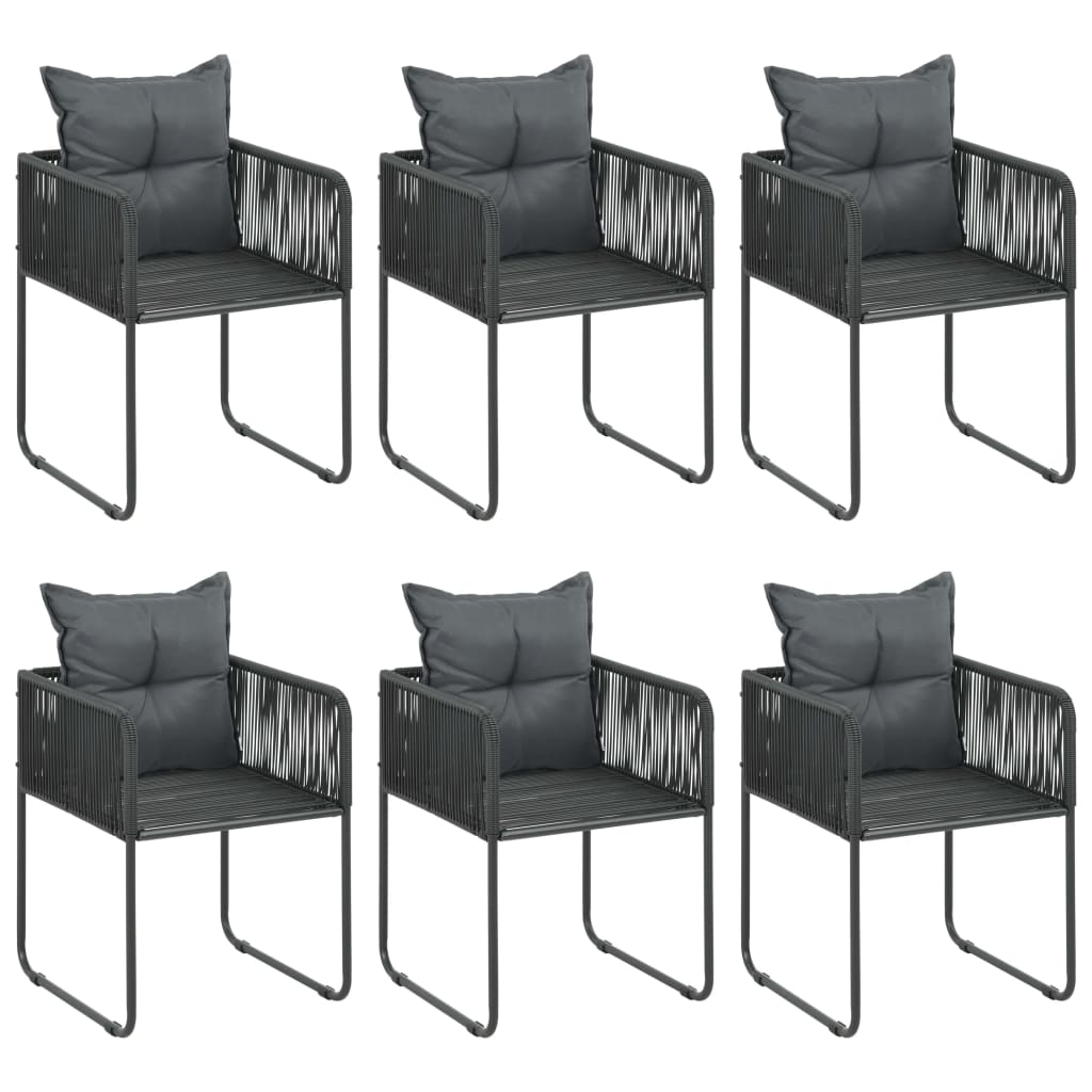 Set da Pranzo da Giardino 7 pz in Rattan PVC Nero e Marrone
