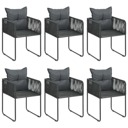 Set da Pranzo da Giardino 7 pz in Rattan PVC Nero e Marrone