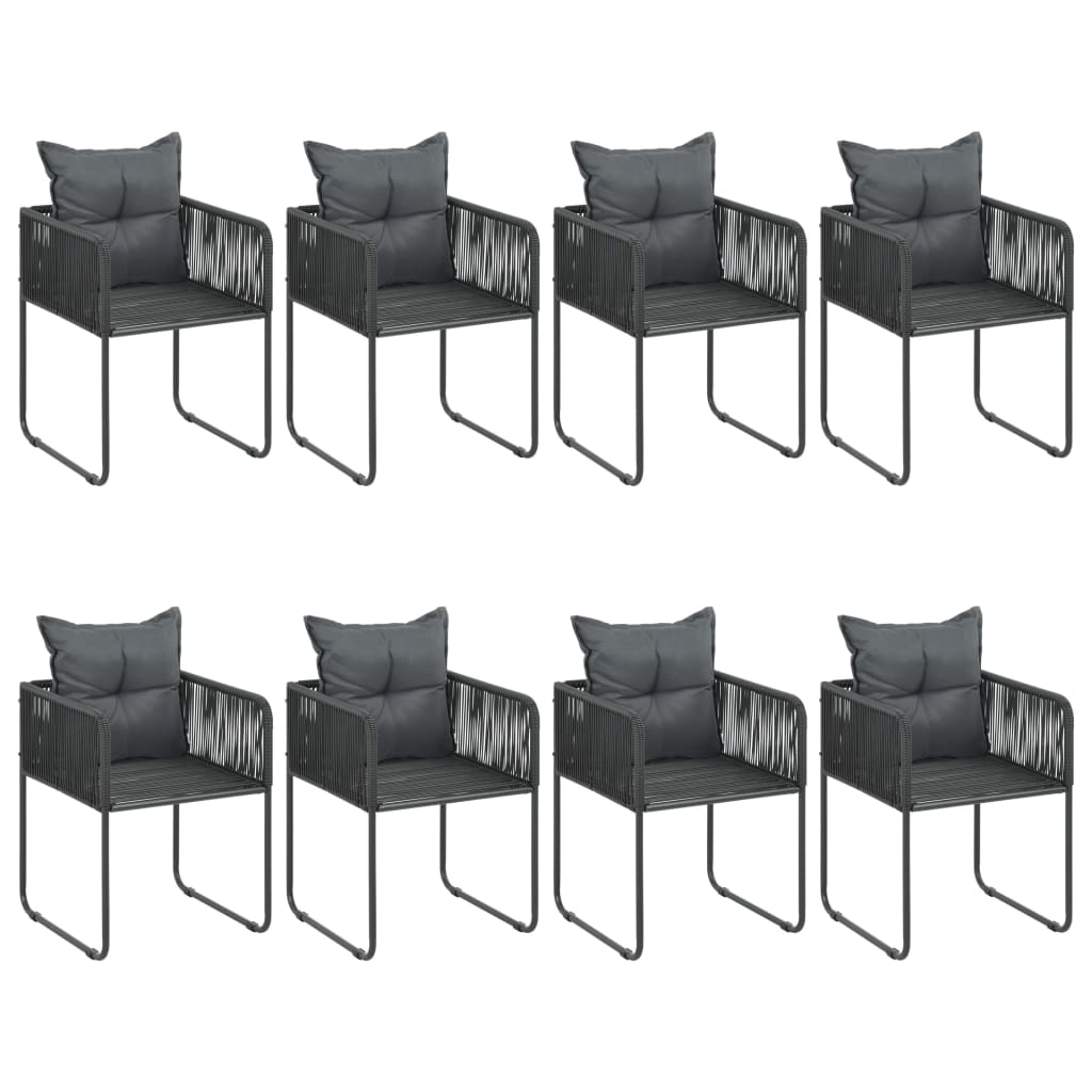 Set da Pranzo da Giardino 9 pz in Rattan PVC Nero e Marrone