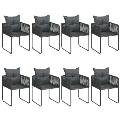 Set da Pranzo da Giardino 9 pz in Rattan PVC Nero e Marrone