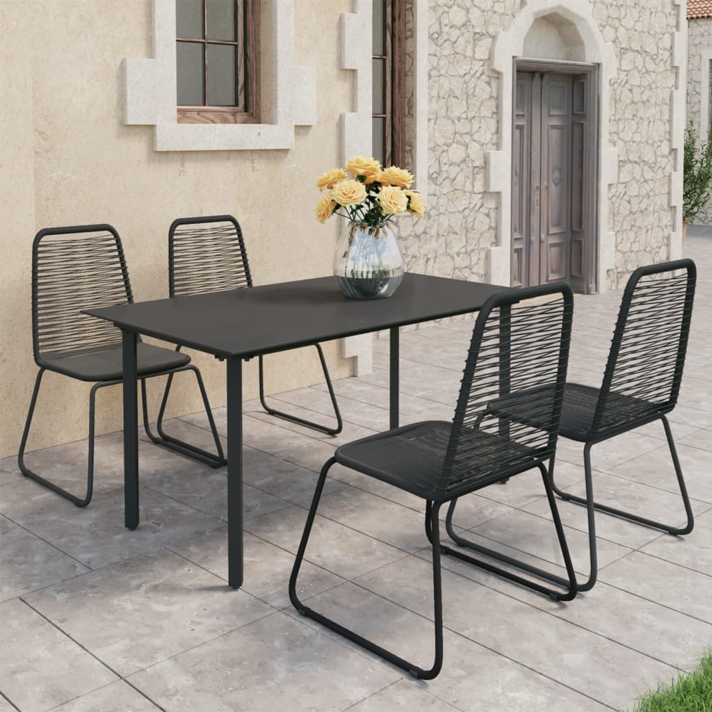 Set da Pranzo da Giardino 5 pz in Rattan PVC Nero