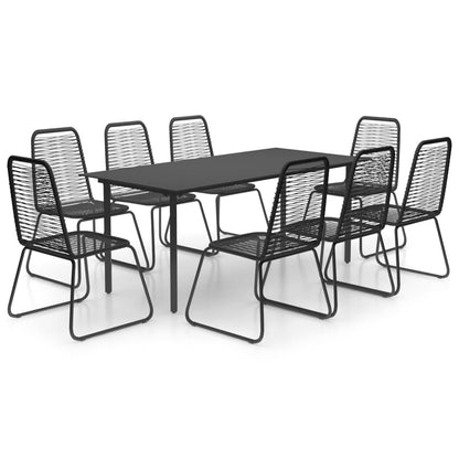 Set da Pranzo da Giardino 9 pz in Rattan PVC Nero
