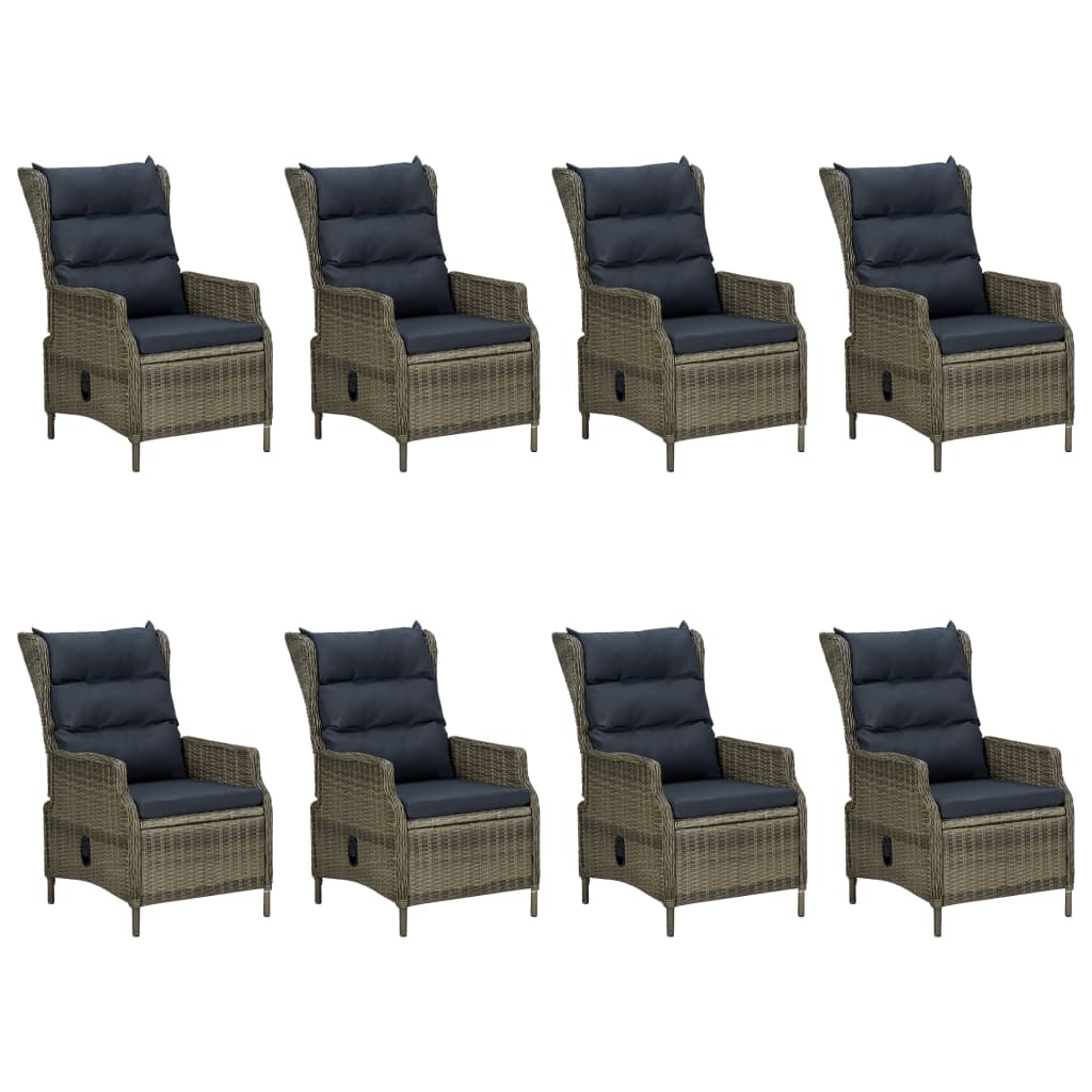 Set da Pranzo da Giardino 9 pz con Cuscini in Polyrattan Marrone