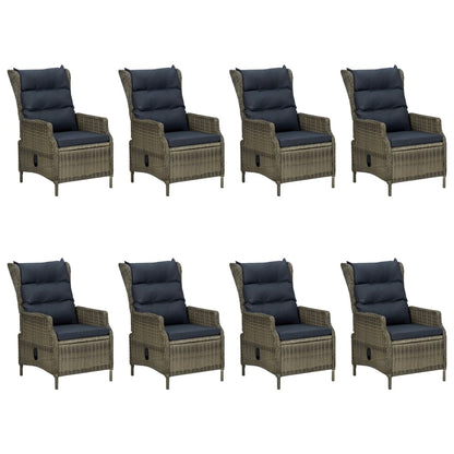 Set da Pranzo da Giardino 9 pz con Cuscini in Polyrattan Marrone