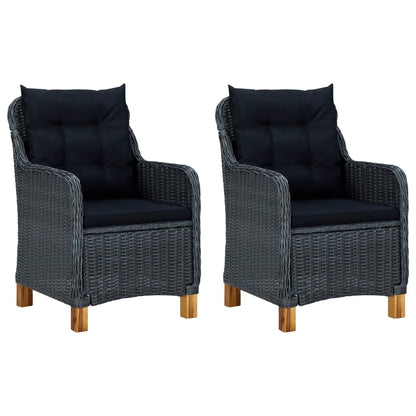 Set Divani da Giardino 3 pz con Cuscini Polyrattan Grigio Scuro
