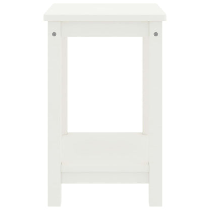 Comodino Bianco 35x30x47 cm in Legno Massello di Pino