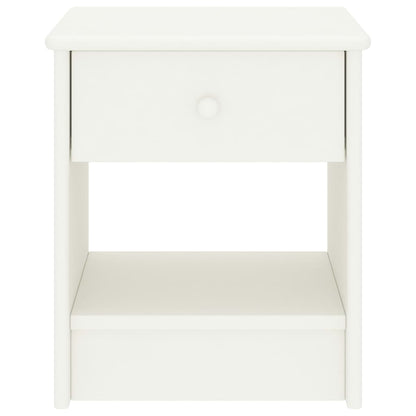 Comodino Bianco 35x30x40 cm in Legno Massello di Pino