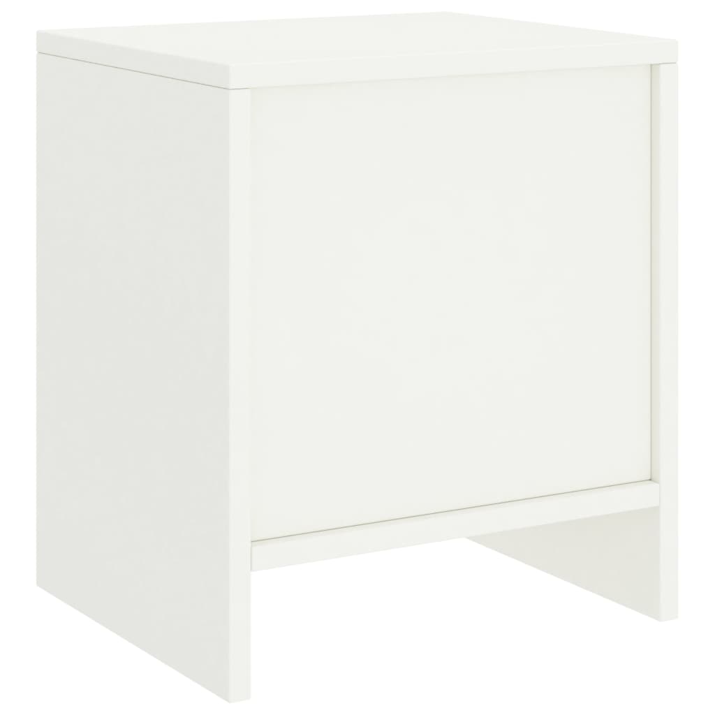 Comodino Bianco 35x30x40 cm in Legno Massello di Pino