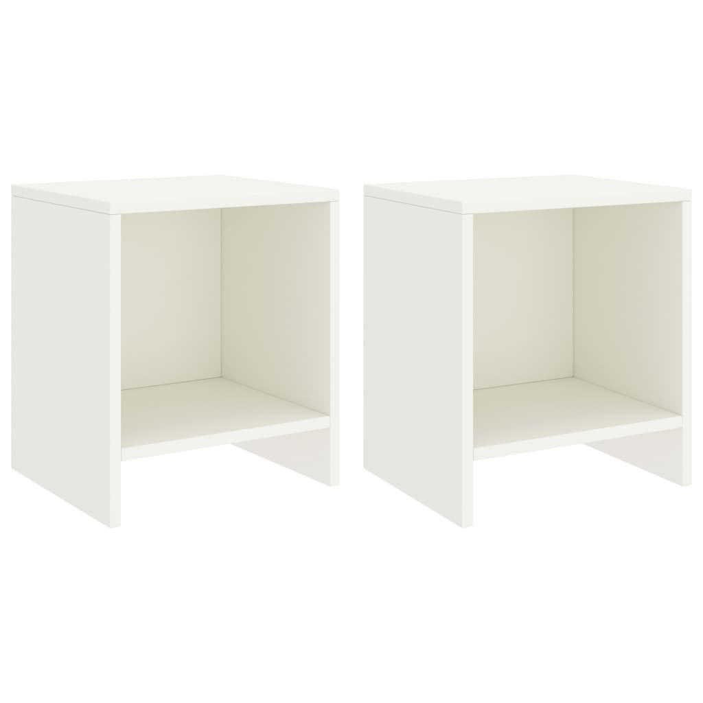 Comodini 2 pz Bianco 35x30x40 cm in Pino Massello