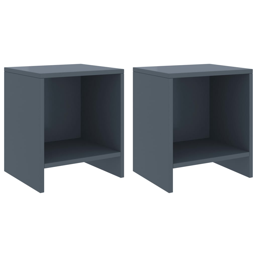 Comodini 2 pz Grigio Chiaro 35x30x40 cm Legno Massello di Pino