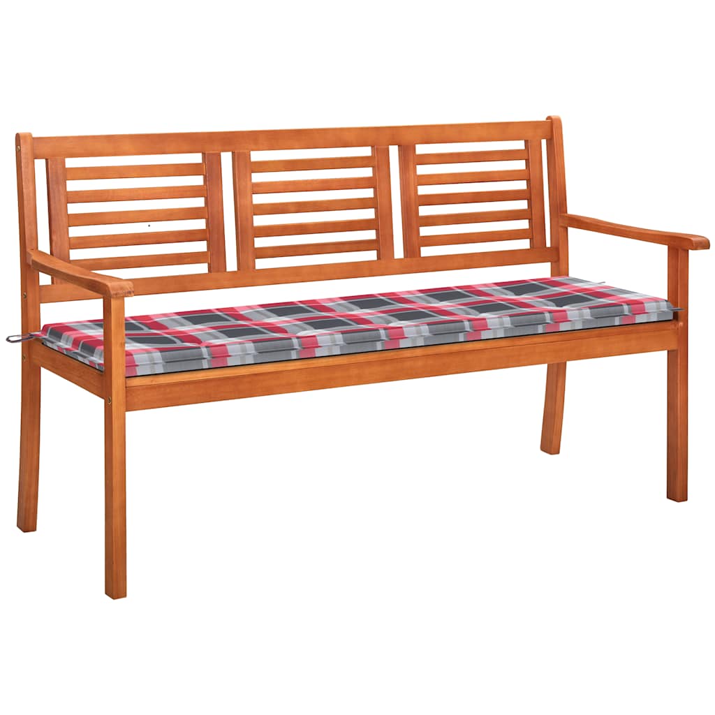 Panchina da Giardino 3 Posti e Cuscino 150cm Massello Eucalipto