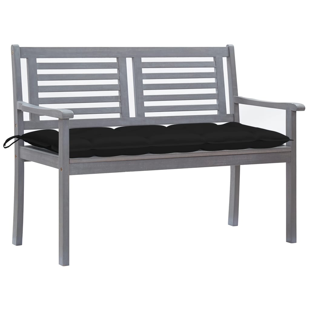 Panca da Giardino 2 Posti con Cuscino 120cm Grigia in Eucalipto