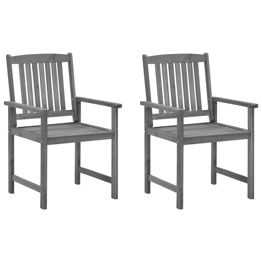 Sedie da Giardino con Cuscini 2 pz in Massello di Acacia Grigio