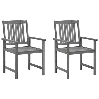 Sedie da Giardino con Cuscini 2 pz in Massello di Acacia Grigio